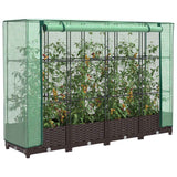 Vidaxx jardinière surélevée avec couverture de serre 160x40x123 cm aspect rotin