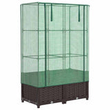 VidaXL jardinière surélevée avec couverture de serre 80x40x138 cm aspect rotin