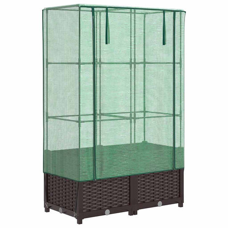 VidaXL jardinière surélevée avec couverture de serre 80x40x138 cm aspect rotin