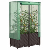 VidaXL jardinière surélevée avec couverture de serre 80x40x138 cm aspect rotin