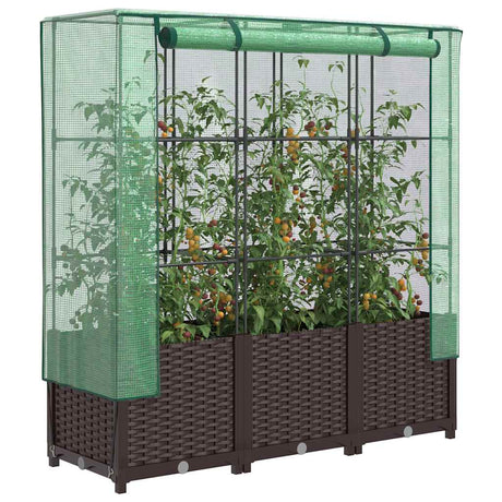Vidaxx jardinière surélevée avec couverture de serre 120x40x138 cm aspect rotin