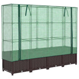 Vidaxx jardinière surélevée avec couverture de serre 160x40x138 cm aspect rotin