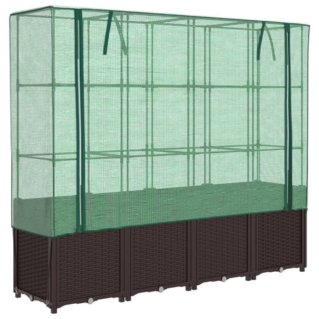 VidaXL jardinière surélevée avec couverture de serre 160x40x153 cm aspect rotin