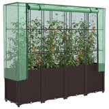 VidaXL jardinière surélevée avec couverture de serre 160x40x153 cm aspect rotin
