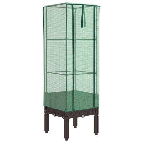 Vidaxx jardinière surélevée avec couverture de serre 40x40x140 cm aspect rotin