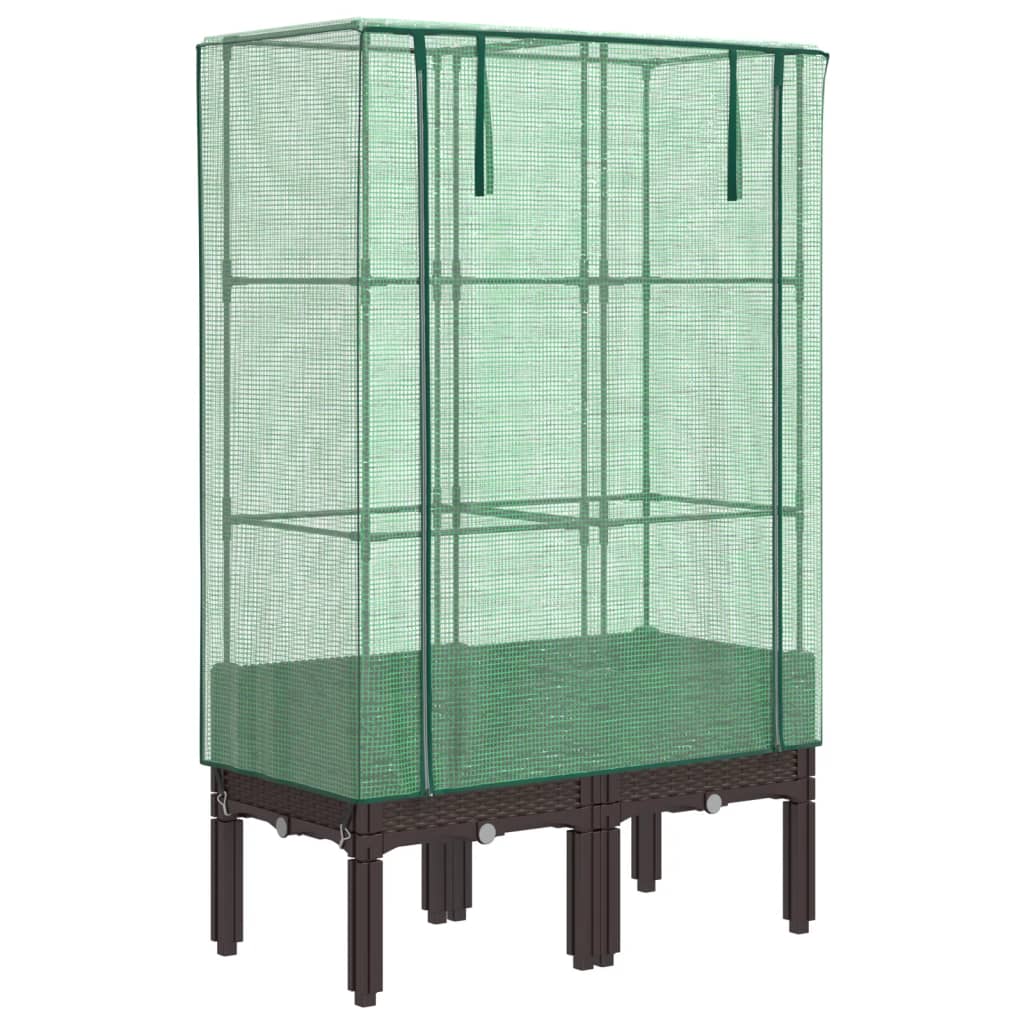 VidaXL jardinière surélevée avec couverture de serre 80x40x140 cm aspect rotin