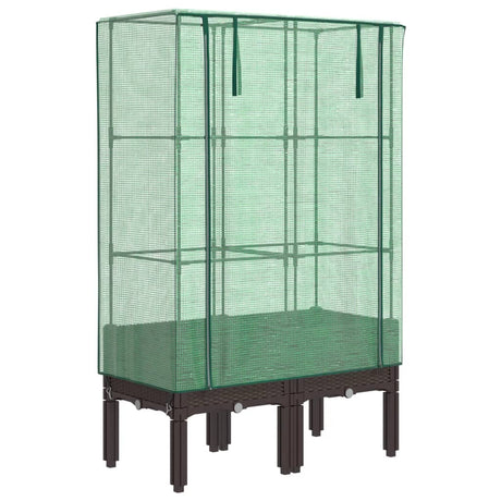 VidaXL jardinière surélevée avec couverture de serre 80x40x140 cm aspect rotin