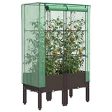 VidaXL jardinière surélevée avec couverture de serre 80x40x140 cm aspect rotin
