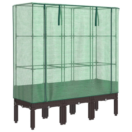 Vidaxx jardinière surélevée avec couverture de serre 120x40x140 cm aspect rotin