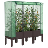 Vidaxx jardinière surélevée avec couverture de serre 120x40x140 cm aspect rotin