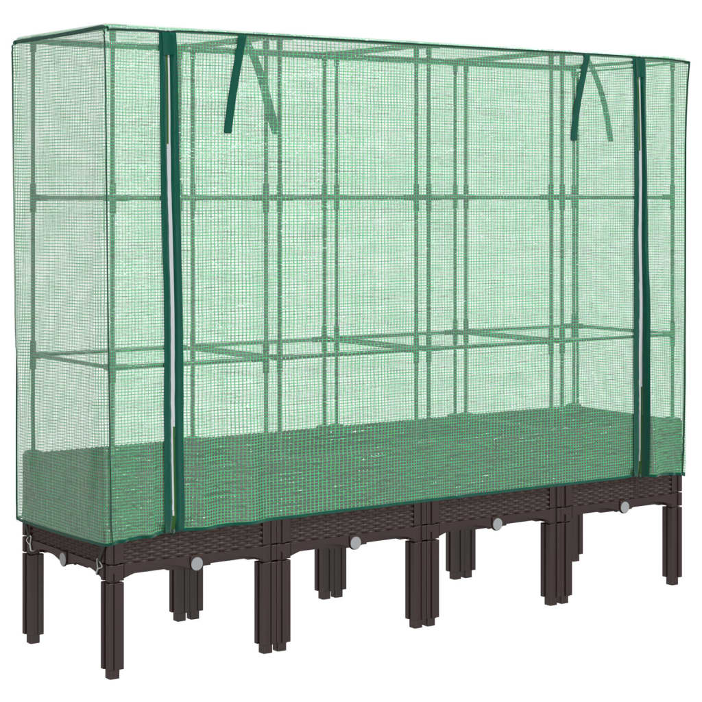 Vidaxx jardinière surélevée avec couverture de serre 160x40x140 cm aspect rotin