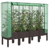 Vidaxx jardinière surélevée avec couverture de serre 160x40x140 cm aspect rotin