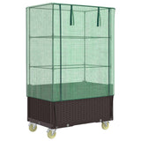 Vidaxx jardinière surélevée avec couvercle et roulettes 80x50x182 cm aspect rotin