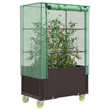 Vidaxx jardinière surélevée avec couvercle et roulettes 80x50x182 cm aspect rotin