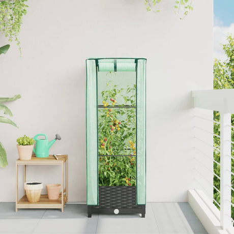 Vidaxx jardinière surélevée avec couverture de serre 40x40x123 cm aspect rotin