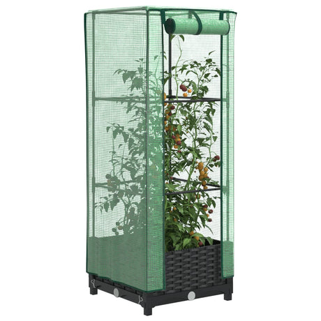 Vidaxx jardinière surélevée avec couverture de serre 40x40x123 cm aspect rotin