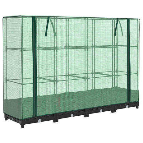 Vidaxx jardinière surélevée avec couverture de serre 160x40x123 cm aspect rotin