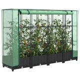 Vidaxx jardinière surélevée avec couverture de serre 160x40x123 cm aspect rotin