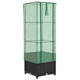 VidaXL jardinière surélevée avec couverture de serre 40x40x139 cm aspect rotin