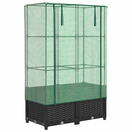 VidaXL jardinière surélevée avec couverture de serre 80x40x138 cm aspect rotin