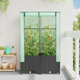 VidaXL jardinière surélevée avec couverture de serre 80x40x138 cm aspect rotin