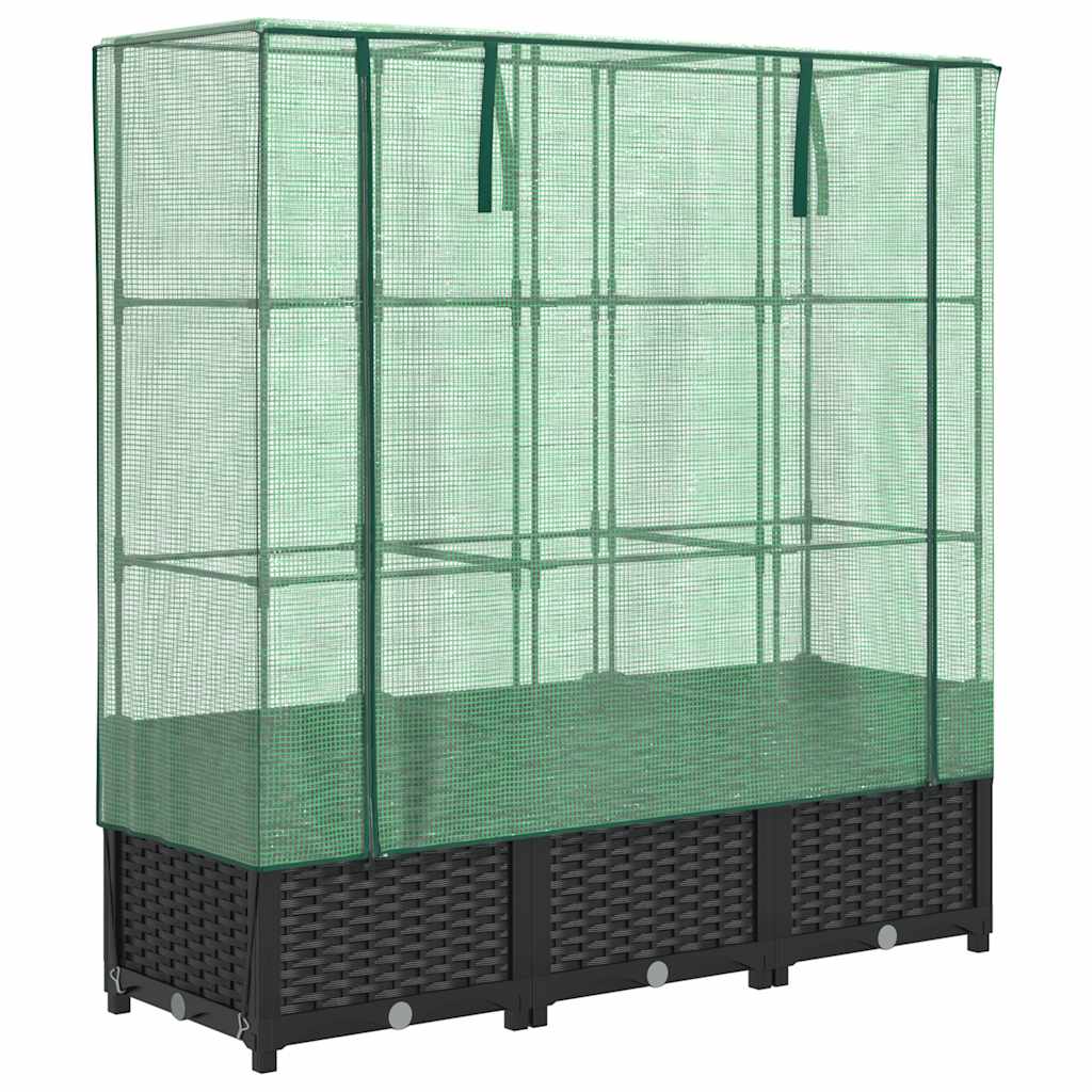 Vidaxx jardinière surélevée avec couverture de serre 120x40x138 cm aspect rotin
