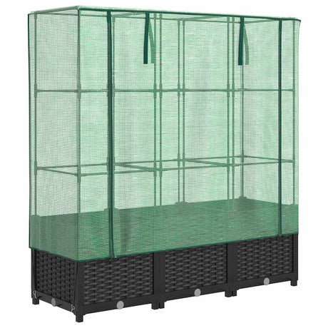 Vidaxx jardinière surélevée avec couverture de serre 120x40x138 cm aspect rotin