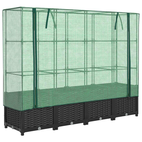 Vidaxx jardinière surélevée avec couverture de serre 160x40x138 cm aspect rotin