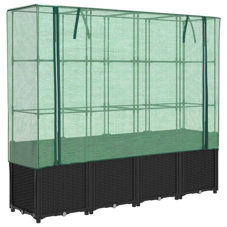 VidaXL jardinière surélevée avec couverture de serre 160x40x153 cm aspect rotin