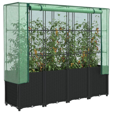 VidaXL jardinière surélevée avec couverture de serre 160x40x153 cm aspect rotin