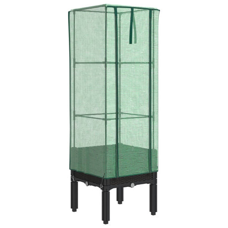 Vidaxx jardinière surélevée avec couverture de serre 40x40x140 cm aspect rotin