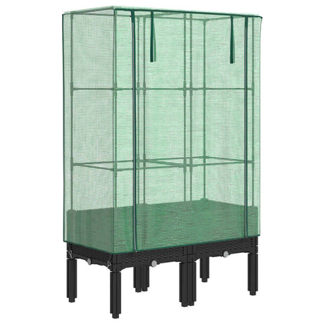VidaXL jardinière surélevée avec couverture de serre 80x40x140 cm aspect rotin