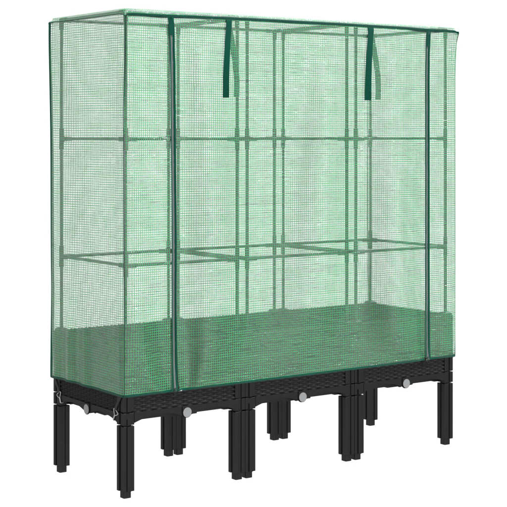 Vidaxx jardinière surélevée avec couverture de serre 120x40x140 cm aspect rotin