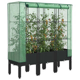 Vidaxx jardinière surélevée avec couverture de serre 120x40x140 cm aspect rotin