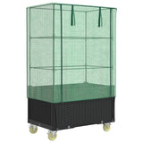 Vidaxx jardinière surélevée avec couvercle et roulettes 80x50x182 cm aspect rotin