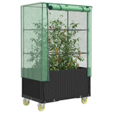 Vidaxx jardinière surélevée avec couvercle et roulettes 80x50x182 cm aspect rotin