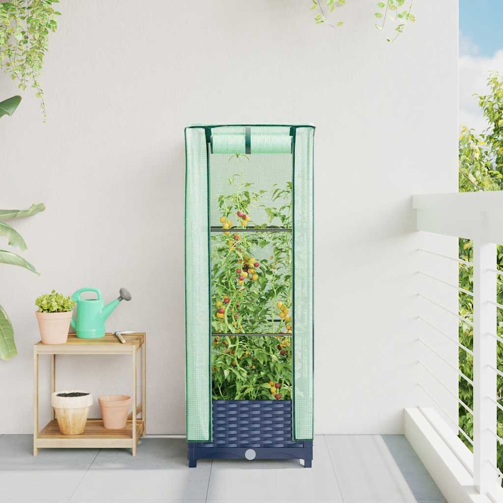 Vidaxx jardinière surélevée avec couverture de serre 40x40x123 cm aspect rotin