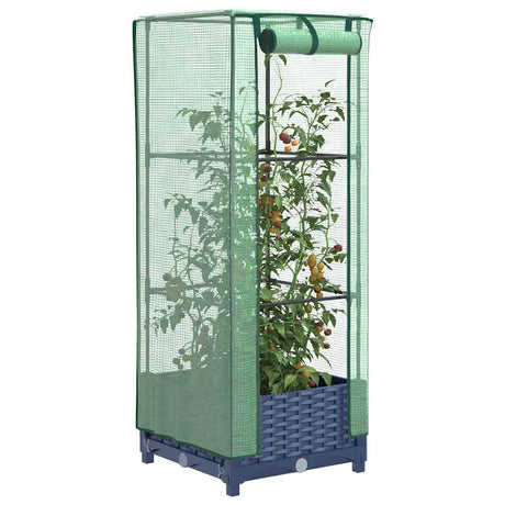 Vidaxx jardinière surélevée avec couverture de serre 40x40x123 cm aspect rotin