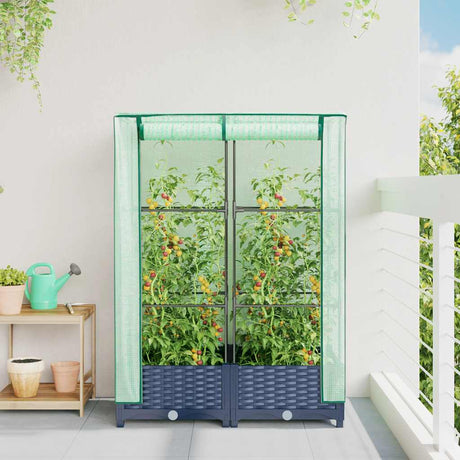 Vidaxx jardinière surélevée avec couverture de serre 80x40x123 cm aspect rotin