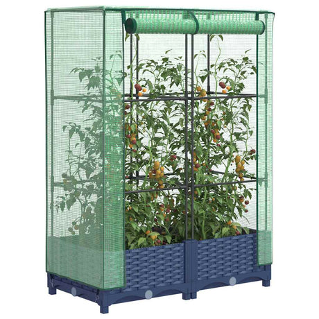 Vidaxx jardinière surélevée avec couverture de serre 80x40x123 cm aspect rotin