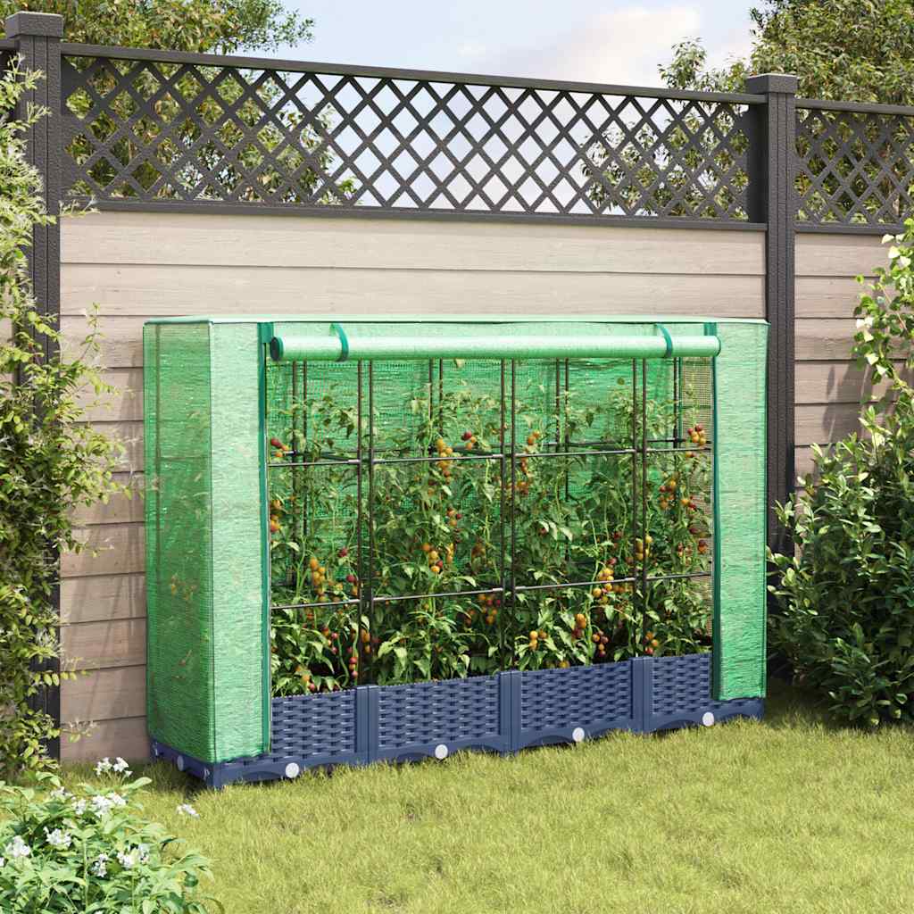 Vidaxx jardinière surélevée avec couverture de serre 160x40x123 cm aspect rotin