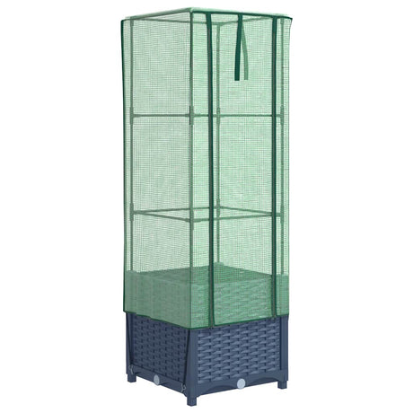 VidaXL jardinière surélevée avec couverture de serre 40x40x139 cm aspect rotin