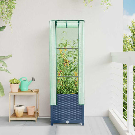 VidaXL jardinière surélevée avec couverture de serre 40x40x139 cm aspect rotin