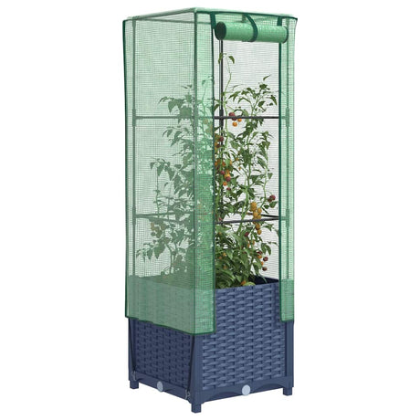VidaXL jardinière surélevée avec couverture de serre 40x40x139 cm aspect rotin