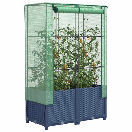 VidaXL jardinière surélevée avec couverture de serre 80x40x138 cm aspect rotin