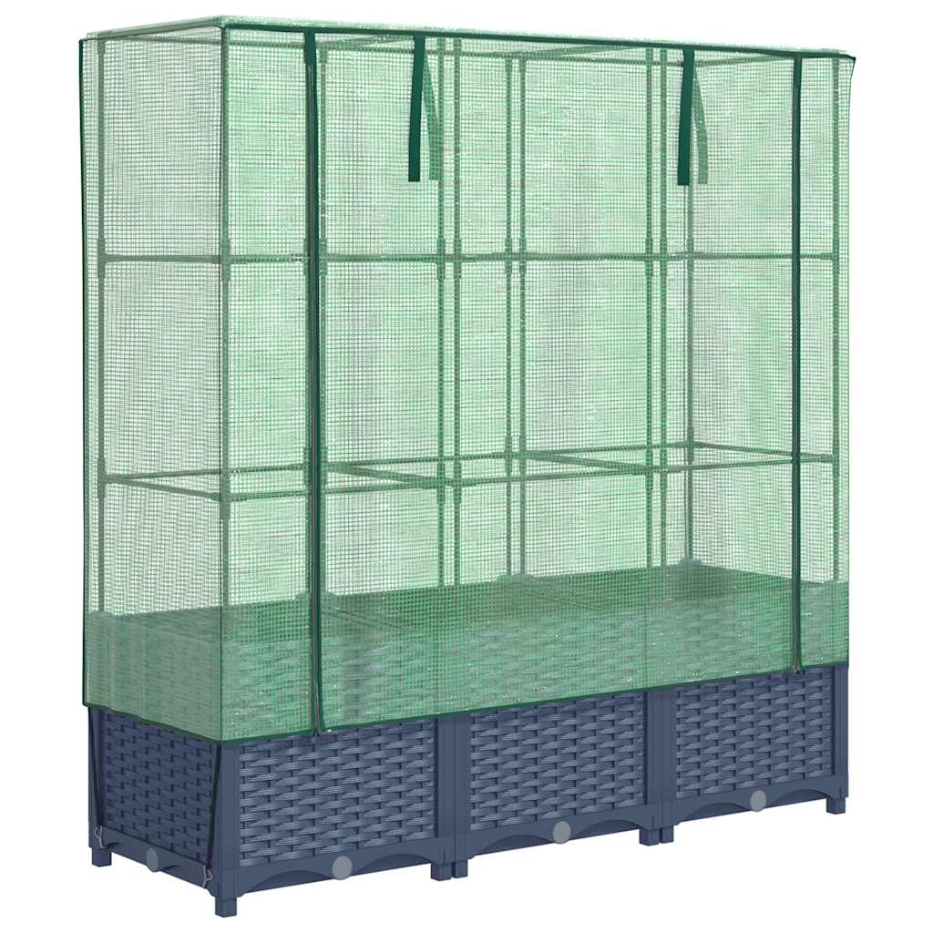 Vidaxx jardinière surélevée avec couverture de serre 120x40x138 cm aspect rotin