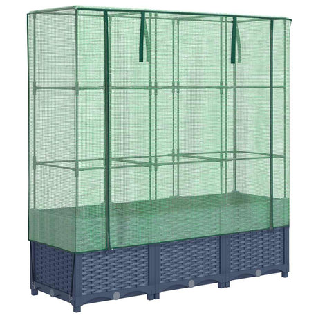 Vidaxx jardinière surélevée avec couverture de serre 120x40x138 cm aspect rotin