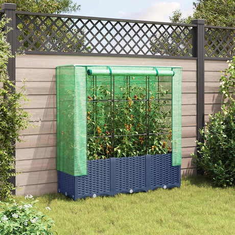 Vidaxx jardinière surélevée avec couverture de serre 120x40x138 cm aspect rotin