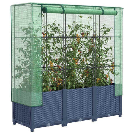 Vidaxx jardinière surélevée avec couverture de serre 120x40x138 cm aspect rotin
