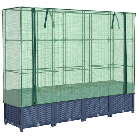 Vidaxx jardinière surélevée avec couverture de serre 160x40x138 cm aspect rotin